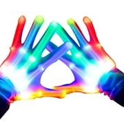 LED Cool Gloves, Light Up Gloves Finger Lights 3 Colors 6 Modes Flashing Led Warm Gloves Colorful Flashing Gloves Kids Toys