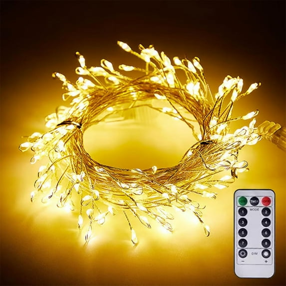 LED Copper Wire Firecracker Light String for Christmas Tree, Thoughtaidea LED Copper Wire Firecracker Light String Transform Home, Garden (Warm Light, 6M-200 Lights- Waterproof Battery Box)