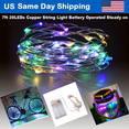 thumbnail image 1 of LED Copper Wire String Lights - 7ft 20LEDs Multi-color Fairy Lights Battery Operated for Christmas Bedroom Garden Patios Wedding Party Decoration, 1 of 6