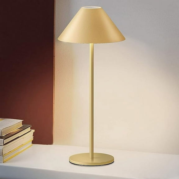 LED Cordless Dimmable Table Lamp, Long Lasting 4000mAh Rechargeable Battery Operated, 240LM, GOLD