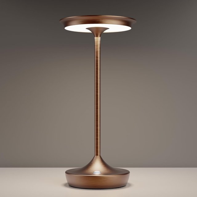 LED Cordless Table Lamp Rechargeable - Outdoor 6000mAh Battery Operated Portable Table Lights 3 Color Stepless Dimming Table Lamps with Memory Function for Patio Restaurant Dining Moka