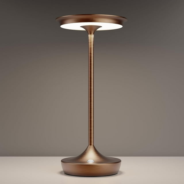 LED Cordless Table Lamp Rechargeable - Outdoor 6000mAh Battery Operated Portable Table Lights 3 Color Stepless Dimming Table Lamps with Memory Function for Patio Restaurant Dining Moka