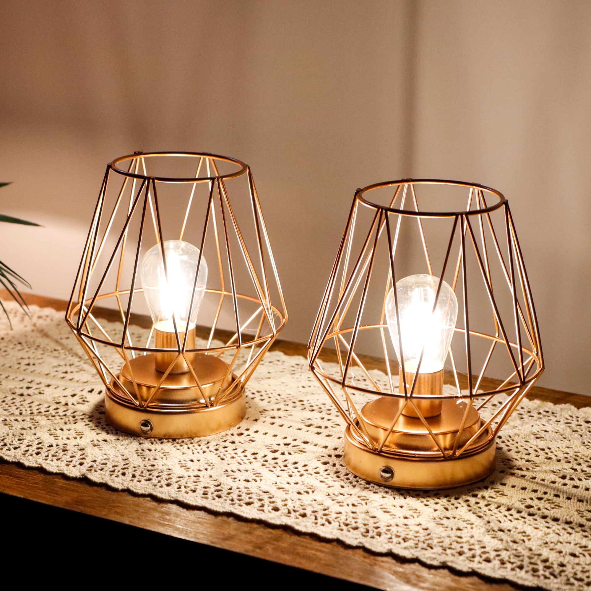 LED Cordless Table Lamps Set of 2 Rechargeable Battery Operated Desk Lamp 7 "H Touch Dimmable Wireless Lamp for Indoor Outdoor Bedrooms Office Wedding Parties Patio