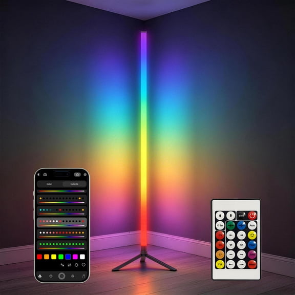 LED Corner Floor Lamp, Smart RGB Floor Lamp with APP&Remote,Modern Corner led Light for Bedroom Living Room and Gaming Room