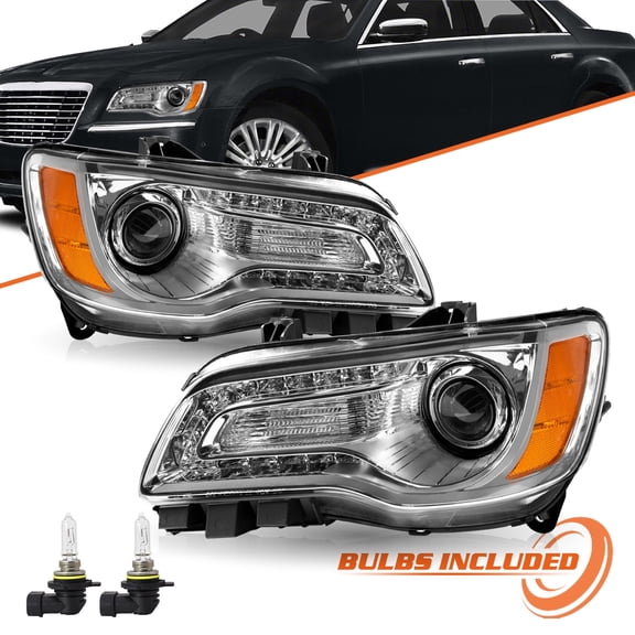 LED Corner Headlights BRYGHT-For 2011-2023 Chrysler 300 Headlamp Chrome Amber Pair OE-Style