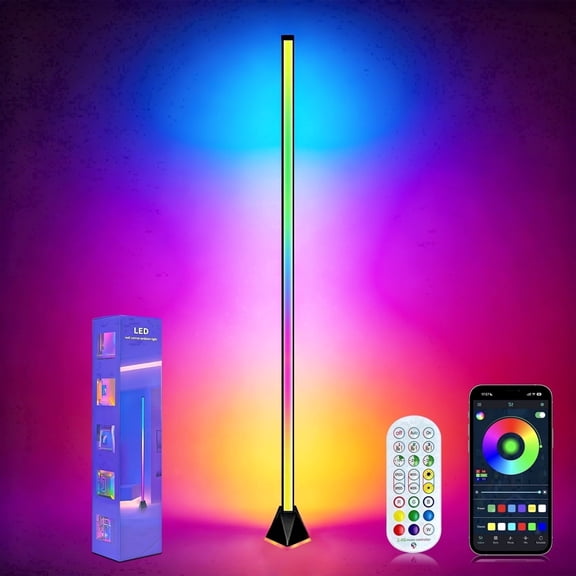 Alichome Corner Floor Lamp, 16M Colors, 68 Scenes, Music Sync, App & Remote Control, Ambient Lighting for Living Rooms, Bedrooms, Gaming Rooms