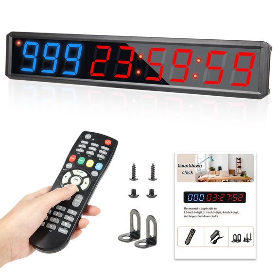LED Countdown Clock, 999 Days, 23 Hours, 59 Minutes, 59 Seconds, Event Countdown Clock/Factory Accepts Your Exclusive Customization (2.1 inches 3 Blue+6 red)