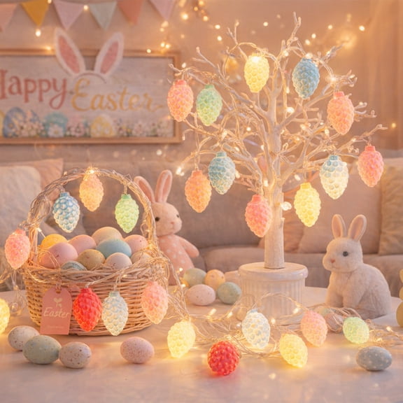 LED Cracked Egg Easter Lights,Transparent Multicolor Battery Operated String Lights For Holiday Decoration Indoor Outdoor Party Patio Garland Tree Display,Flexible Decorative Lights For Easter-M
