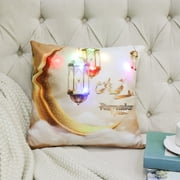 LED Crescent and Star Pillowcase with Night-Glowing Design, Polyester Material with Festive Patterns, Soft and Comfortable for Sofa and Bed, Ideal for Holiday Decor and Gifts, Magical and Decorative