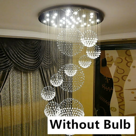 LED Crystal Modern 11-Light LED Polished Chrome Raindrop Pendant Light with Clear Glass Shade