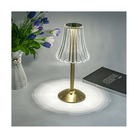 LED Crystal Decorative Table Lamp 800MAh Rechargeable Atmosphere Night Light 3-Levels Brightness for Restaurant Cafe