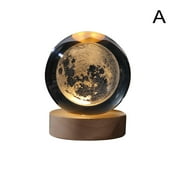 LED Crystal Table Lamp USB 3D Moon Galaxy Globe Night Light Xmas Decor US S9H3