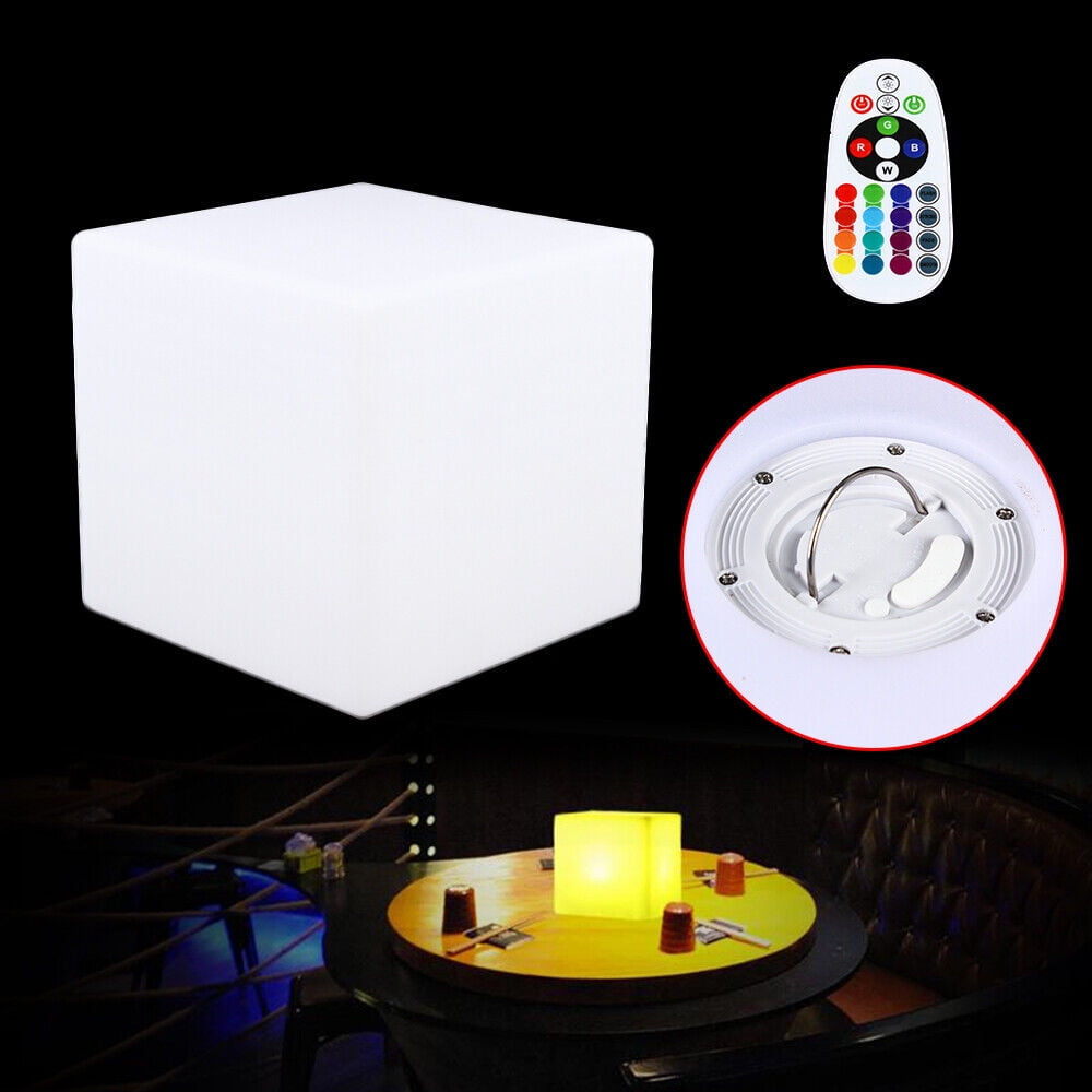 LED Cube Chair Light, 10in Cordless Square, RGB Color Changing Light Up Rechargeable Waterproof w/ Remote, Home Bedroom Patio Pool Party Romantic Decorative Lighting (Cube 10-inch)