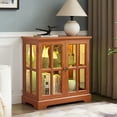 thumbnail image 1 of LED Curio Display Cabinet,Antique Display Cabinet with Adjustable Glass Shelves and Lattice Doors,Retro Design Bookcase and Storage Cabinet for Living Room,Entryway and Study Room,Dark Oak, 1 of 7