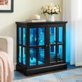 thumbnail image 1 of LED Curio Display Cabinet with Adjustable Glass Shelves, Retro Antique Design Glass Door Bookcase for Home Decor and Collectibles Storage, Black, 1 of 9