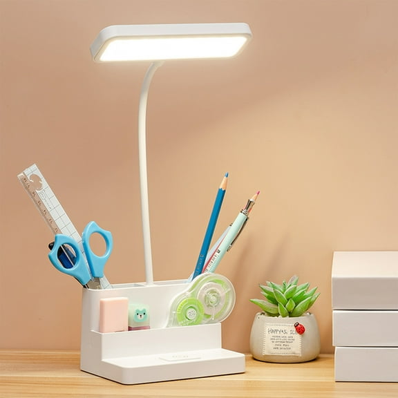 LED Curved Desk Lamp, Foldable Student Table Light, 3 Color Temperature Dimmable Study Lamp, USB Rechargeable Bedside Night Light for Reading, Home Office