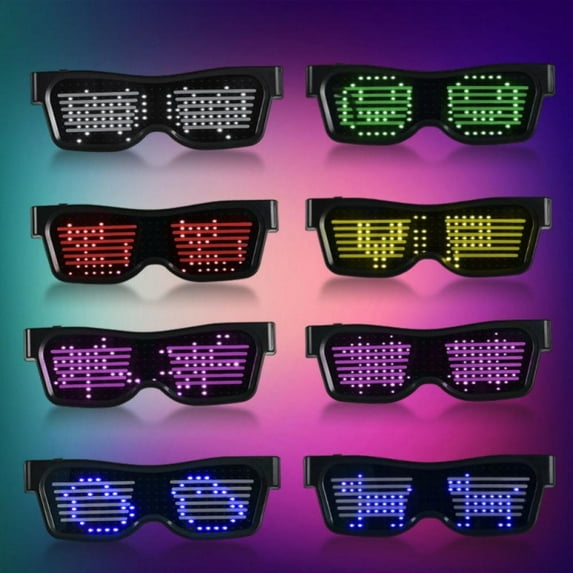 LED Customizable Bluetooth Glasses for Party, APP Control LED Display Smart Glasses, party glasses futuristic LED glowing eye protection USB charging glasses