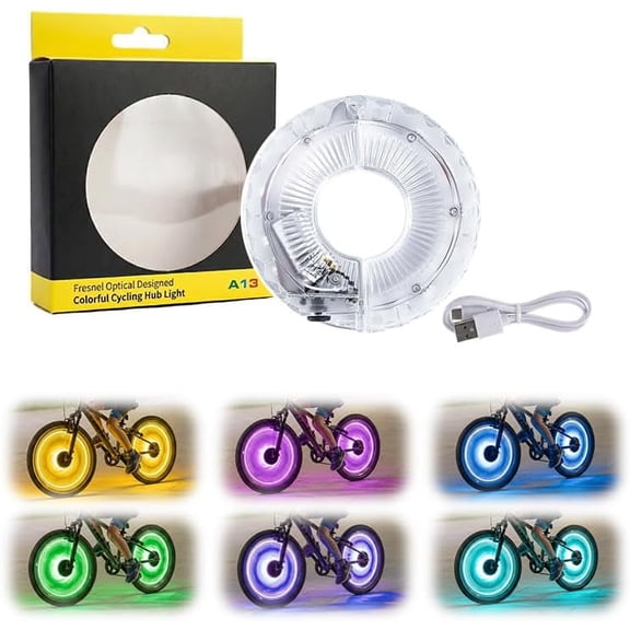 LED Cycling Wheel Hub Light for Night Riding, Bike Wheel Light Rechargeable, Cool LED Bike Tire Lights Bright Bicycle Spoke Lights Cycling Decoration Safety Warning Tire Strip Light(wwx)