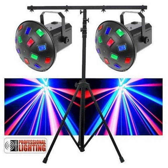 LED DJ Lighting Pack - Dual LED Mushroom Lights & Stand - DJ Lighting