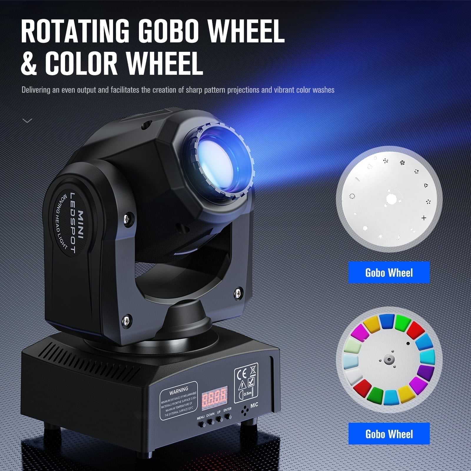 LED DJ Lights Moving Head RGBW Spot LED Stage Light, 8 Gobos DMX512 Disco Party Stage Lighting
