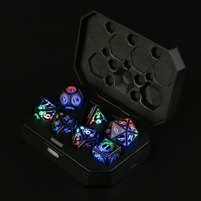 LED DND Dice Set, Rechargeable DND Dice Set, Light Up Dice with Charging Box, 7PCS Glowing LED Dice Electronic Dices, Polyhedral Dice Set for RPG Role Playing Table Game