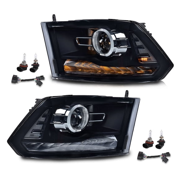 LED DRL Headlight w/ Bulb Harness Projector Fit for 09-18 Dodge Ram 1500 2500 3500