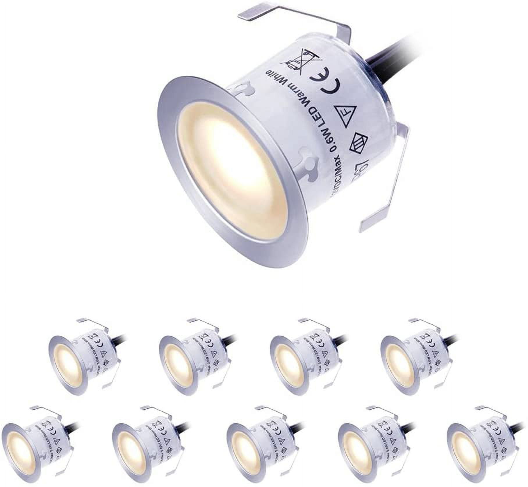 LED Deck Lights Kit 12V Low Voltage Waterproof IP67 Warm White Recessed