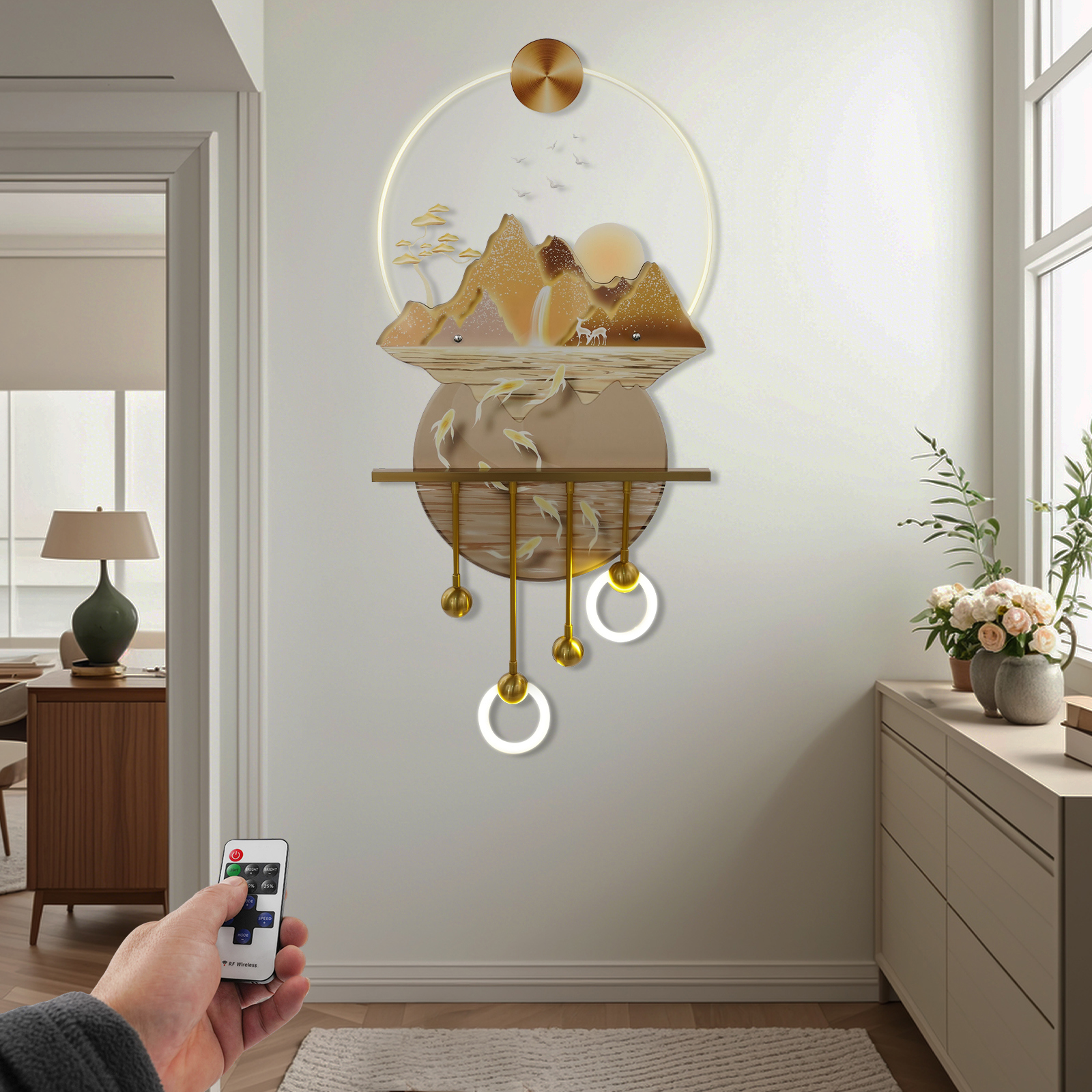 Wall Decaration Leds LED Decoration Sculpture Wall Painting, Welcoming Pine Wall Decor Lamp ...