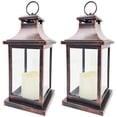 thumbnail image 1 of LED Decorative Lanterns - Set of 2 - Kate Aspen Vintage Rustic Home Décor Lantern Tabel Centerpiece for Wedding, Bridal Shower, Anniversary Party - Copper, 1 of 7