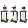 thumbnail image 1 of LED Decorative Lanterns - Set of 3 - Kate Aspen Vintage Rustic Home Décor Lantern Tabel Centerpiece for Wedding, Bridal Shower, Anniversary Party - Copper, 1 of 7