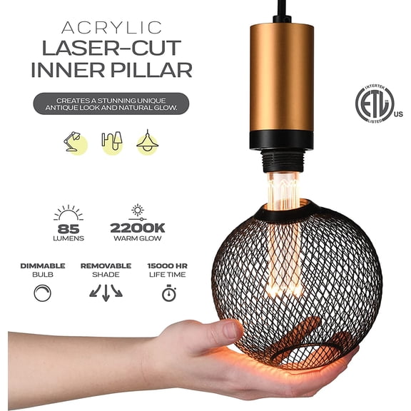 LED Decorative Light Bulb | Black Metal Cage Vintage Edison Large Light Bulb for Home,Table Lamp Pendant Lighting | 3.5W Warm White 2200k Dimmable, E26 Medium Base Unique Decorative Bulbs