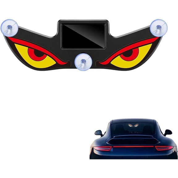 LED Demon Eye Car Light, Animated Strobe Warning Lamp, Solar Powered & USB Rechargeable, Wireless with Suction Cup Mount for Motorcycle, SUV, Truck, RV