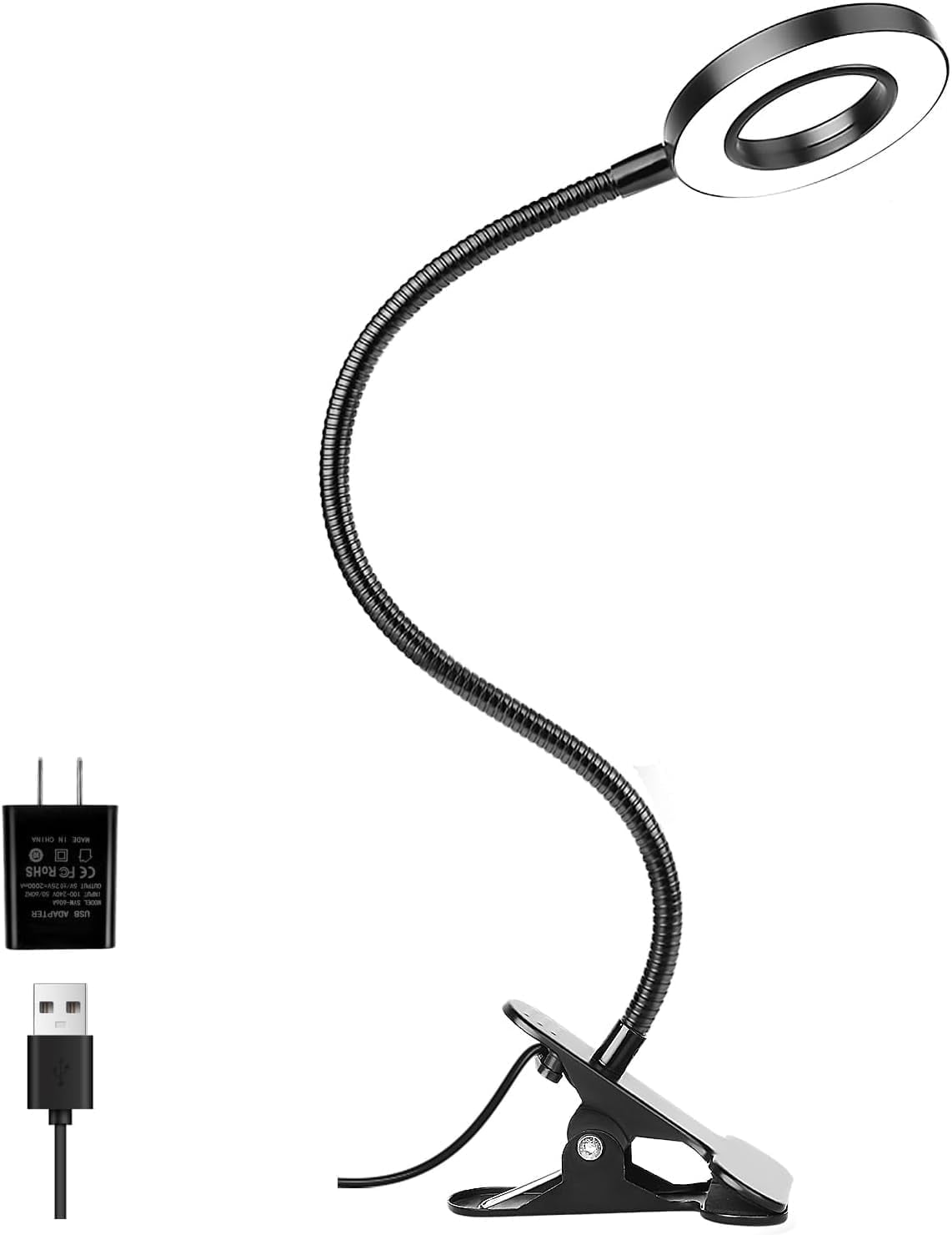 Waputne LED Clip On Lamp, 10 Brightness Levels, 3 Modes, Flexible ...
