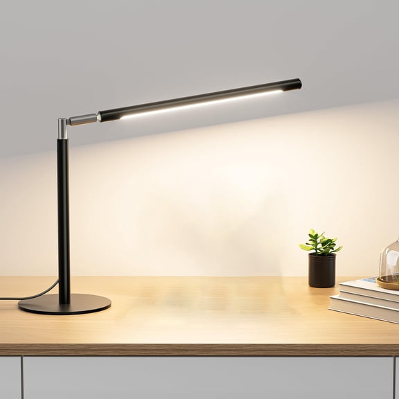 LED Desk Lamp, 16 Inch Dimmable Table Light with Sturdy Metal Base, 15W 1200LM Brightness, 4 Color Modes & 6 Brightness Levels, Adjustable Arm for Office Study Reading Task, Black