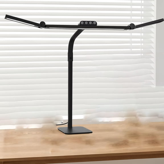 LED Desk Lamp, 28.2 Inch Adjustable Gooseneck Swing Arm Ultra Bright Office Light, Dimmable Architect Table Lamp for Computer Work, Reading, Study, Workbench, Black