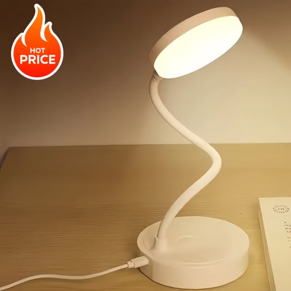 LED Desk Lamp With 3-Level Dimmer, Flexible Gooseneck, Eye-Caring Table Light, USB Powered, Switchable White To Warm Illumination, Ideal For Home Office Reading And Studying