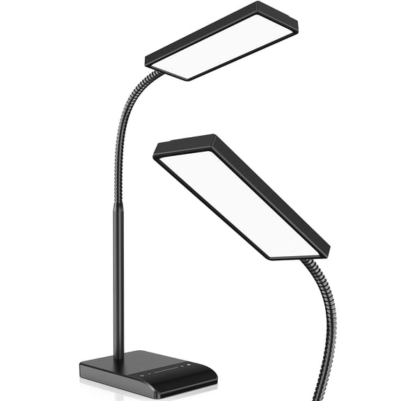 LED Desk Lamp, 800LM Bright Eye Caring Light, 12W Touch Control Table Lamp with 50 Lighting Modes, Flexible Gooseneck for Office, Study, Bedroom, Reading, Black