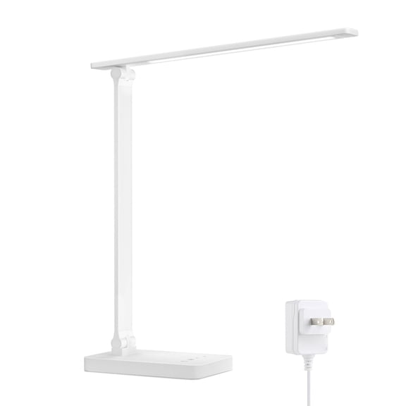 LED Desk Lamp, 9.5W 800lm Dimmable Office Light with 5 Color Modes 5 Brightness Levels, Eye Care Task Lamp for Reading Crafting Sewing Puzzle Nail, White