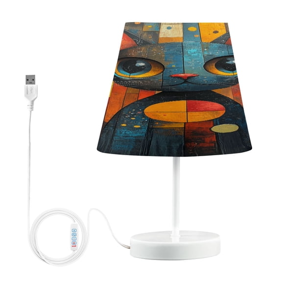 LED Desk Lamp Abstract Cat Painting Table Nightstand Lamps with 3 Color Temperatures for Home Bedroom Living Room Decor 8x12