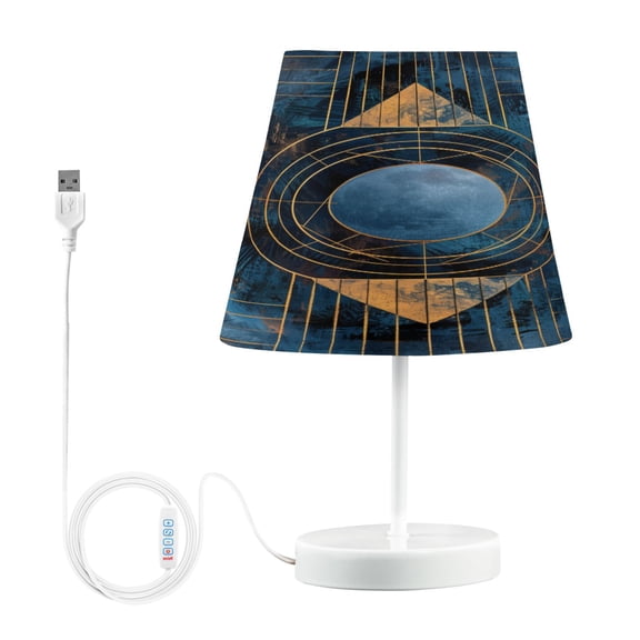 LED Desk Lamp Abstract Moon Blue Geometric Table Nightstand Lamps with 3 Color Temperatures for Home Bedroom Living Room Decor 8x12