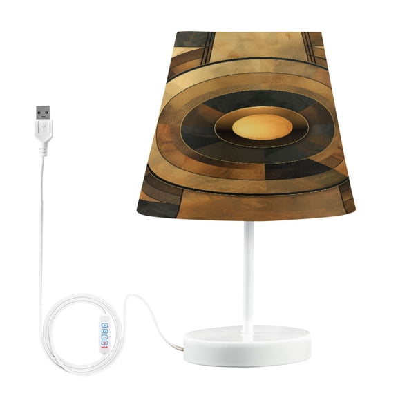 LED Desk Lamp Abstract Olive Brown Geometric Table Nightstand Lamps with 3 Color Temperatures for Home Bedroom Living Room Decor 8x12