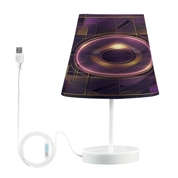 LED Desk Lamp Abstract Violet Geometric Table Nightstand Lamps with 3 Color Temperatures for Home Bedroom Living Room Decor 8x12