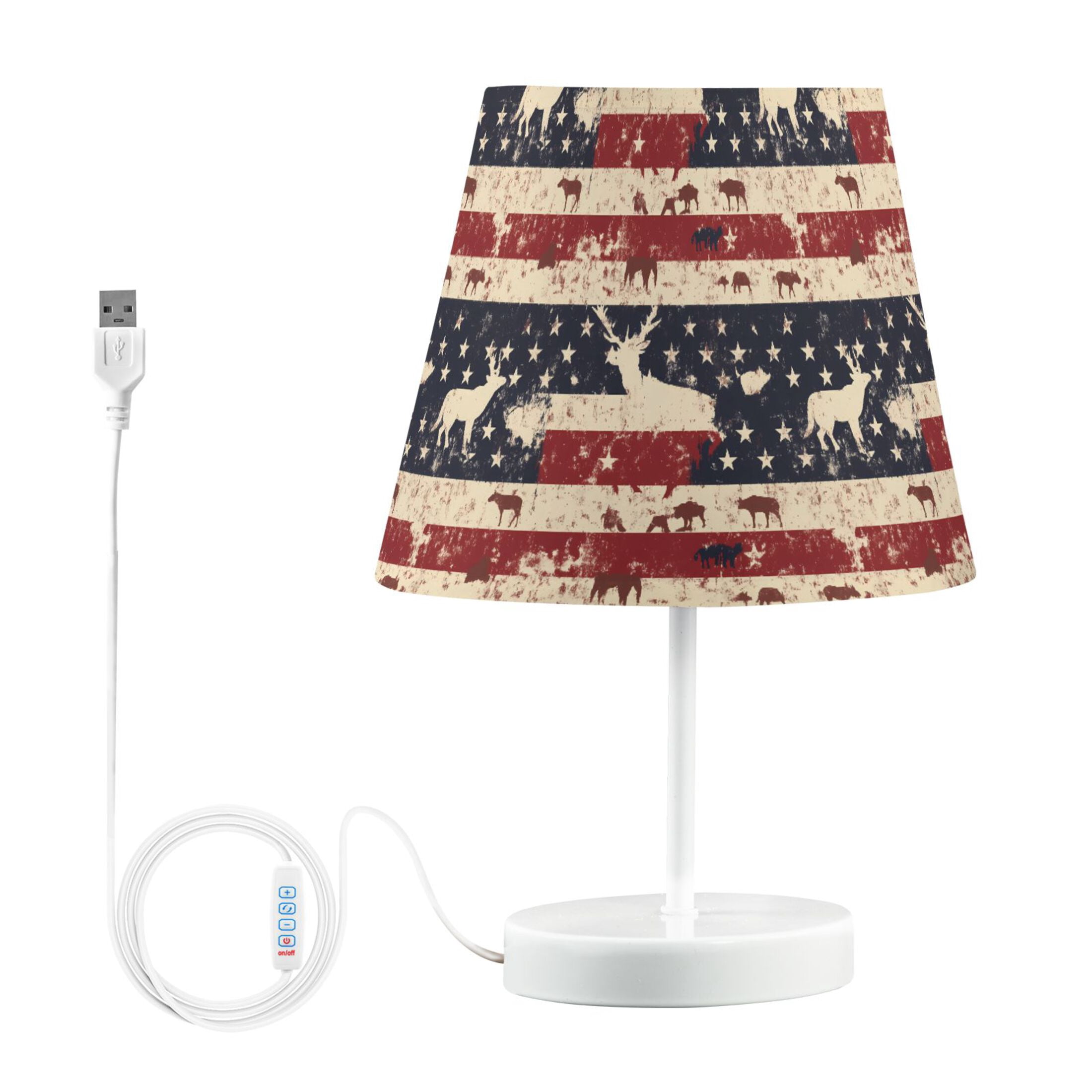 LED Desk Lamp American Flag and Animals Table Nightstand Lamps with 3 Color Temperatures for ...