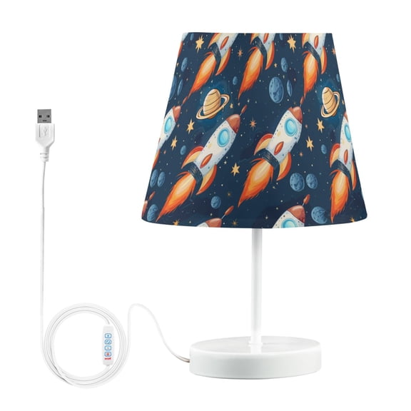 LED Desk Lamp Cartoon Rocket Planet Star Table Nightstand Lamps with 3 Color Temperatures for Home Bedroom Living Room Decor 8x12