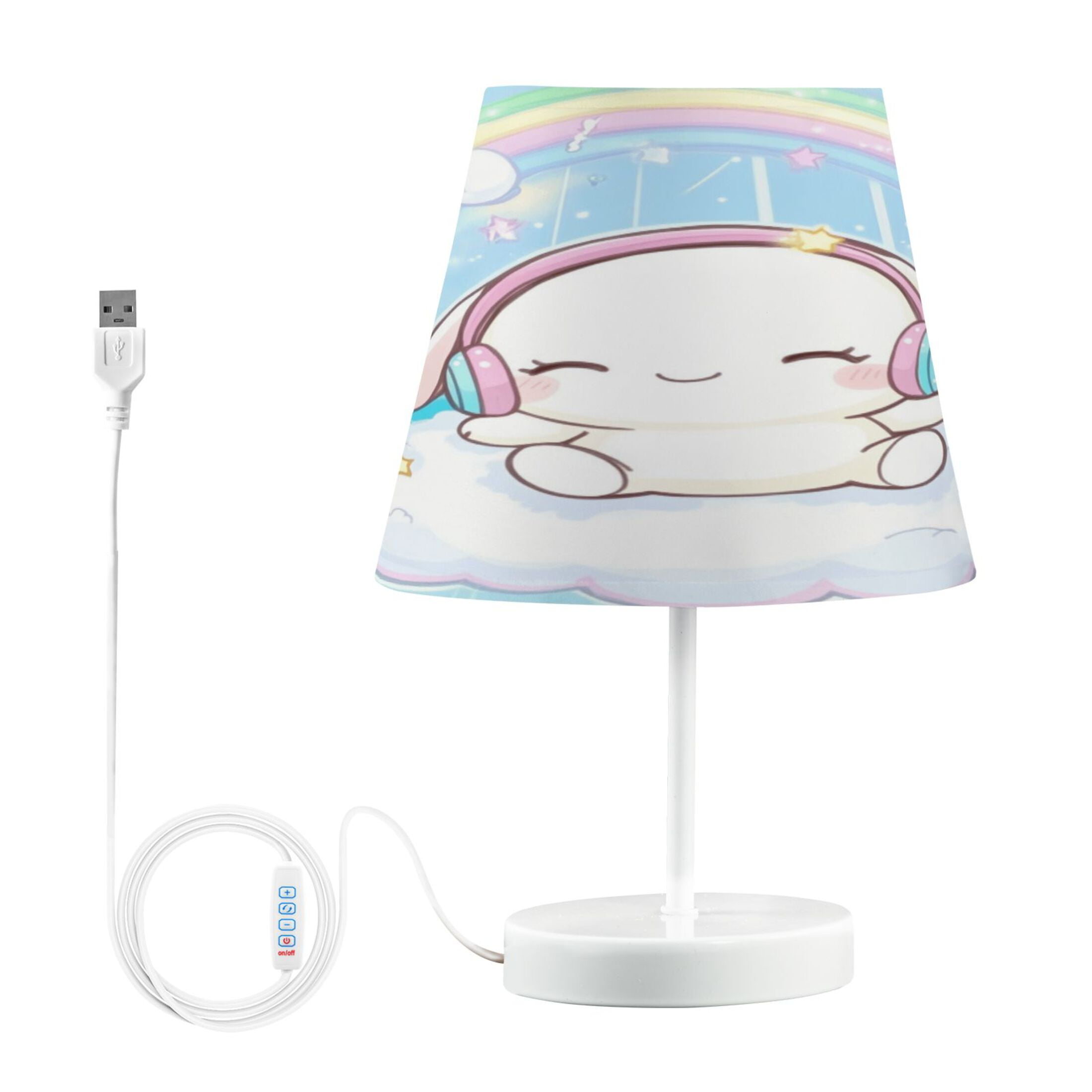 LED Desk Lamp Cinnamoroll Sit on Cloud Wear Headphone Table Nightstand Lamps with 3 Color Temperatures for Home Bedroom Living Room Decor 8x12