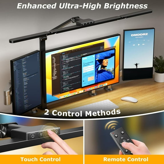 LED Desk Lamp with Clamp, Architect Desk Lamp for Home Office with Remote, 24W Ultra-Bright Desk Light with Stepless Dimming and Stepless Color Temp, Memory Function for Study and Workbench