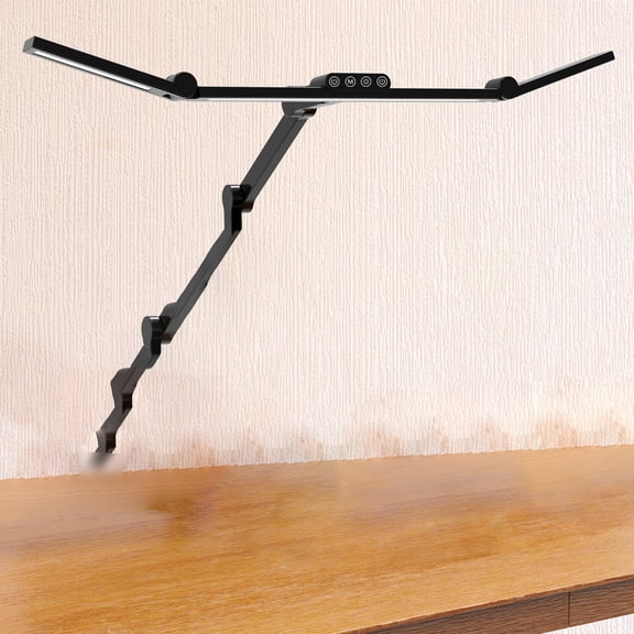 LED Desk Lamp with Clamp, Architect Office Lamp with 7 Rotatable Joints, 45 Asymmetric Light for Screen Glare Reduction, Auto Dimming & Stepless Tempering, Ambient Lighting, Black