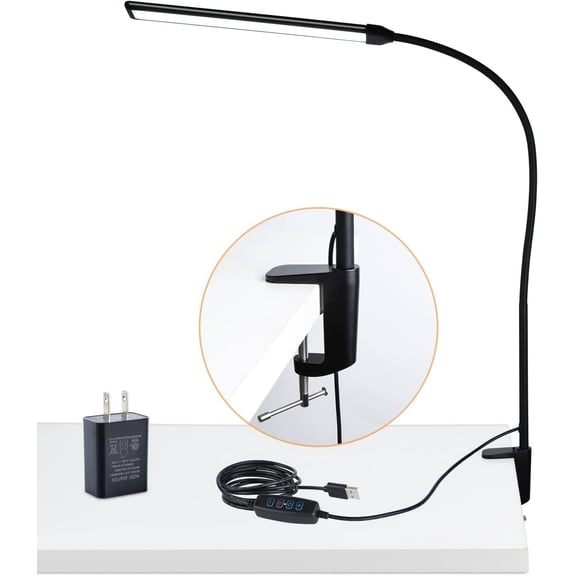 LED Desk Lamp with Clamp, Clamp Light, Tall Desk Lamp with Long Gooseneck, 11W, 850 , 3 Color Modes, 10 Brightness Levels, Eye-Caring, Clip on Desk Light for Reading, Home, Office