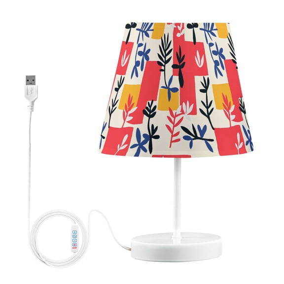 LED Desk Lamp Colorful Plants and Squares Table Nightstand Lamps with 3 Color Temperatures for Home Bedroom Living Room Decor 8x12