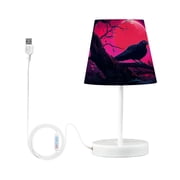 LED Desk Lamp Crow and Red Moon Table Nightstand Lamps with 3 Color Temperatures for Home Bedroom Living Room Decor 6x11